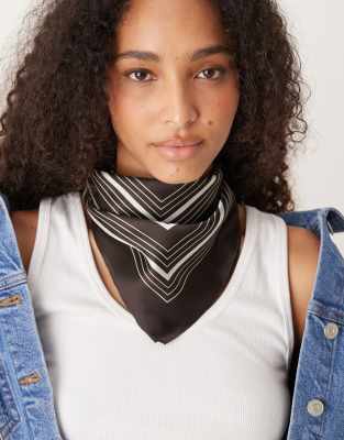 My Accessories Stripe Neck Tie In Brown
