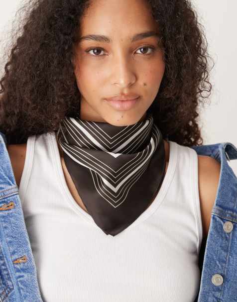 My Accessories striped neck scarf in brown - view 1