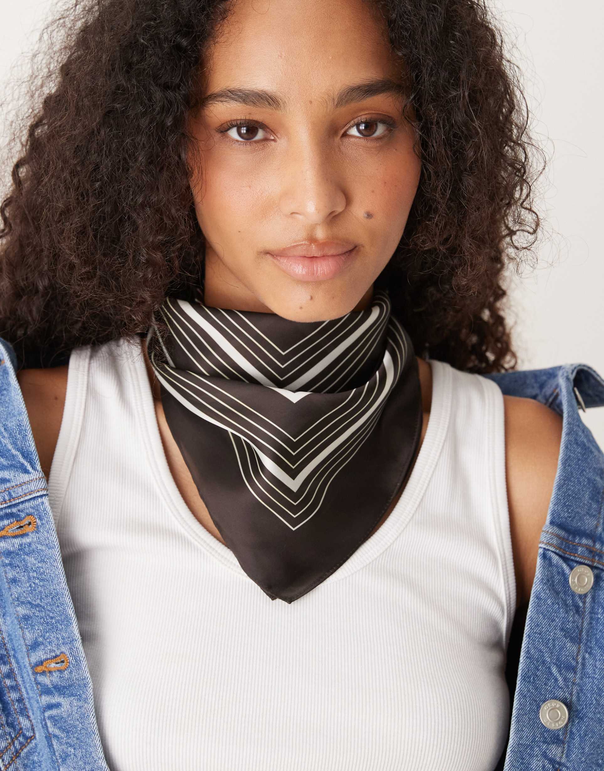 my accessories striped neck scarf in brown