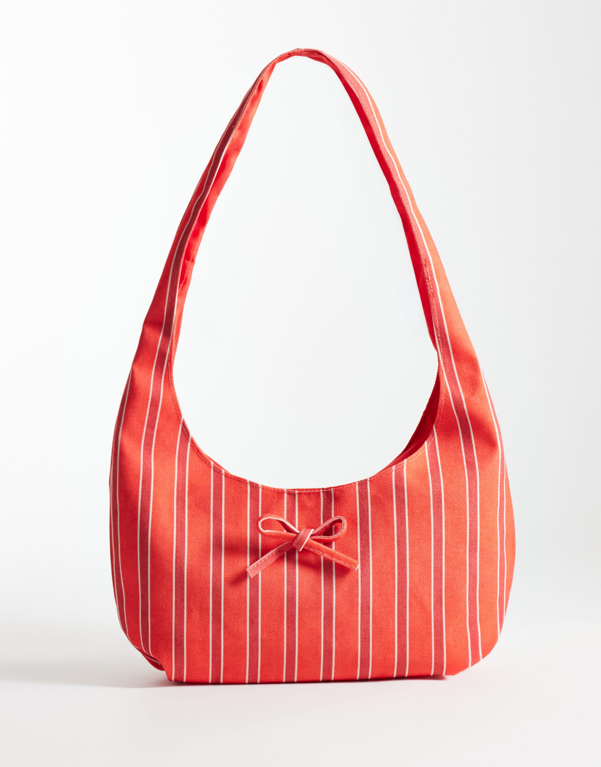my accessories striped round base canvas sling bag in red