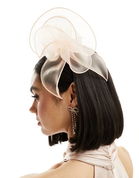My Accessories structured floral fascinator headband in champagne