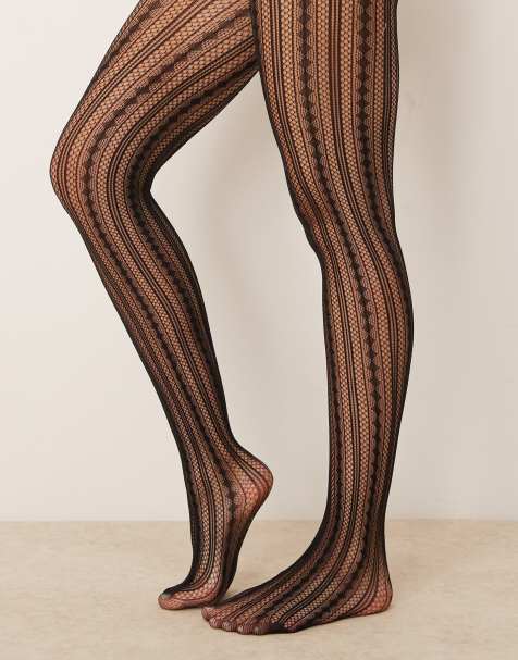 My Accessories – Strumpfhose aus Lochspitze in Schwarz mit Rautenmuster - view 1