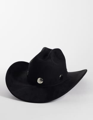 My Accessories Studded Cowboy Hat In Black
