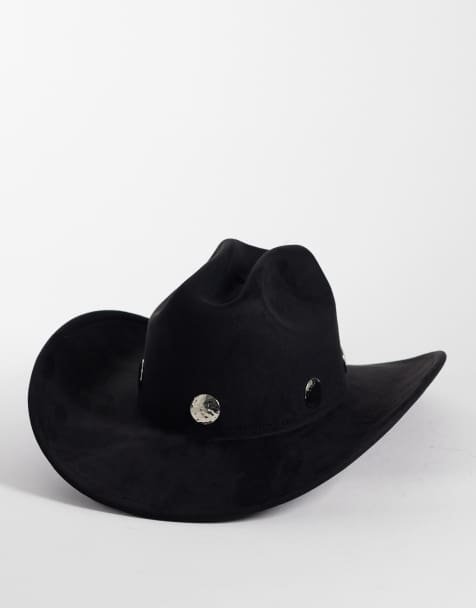 My Accessories studded cowboy hat in black faux suede