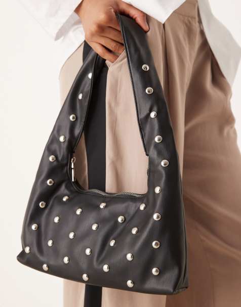 My Accessories studded taperd shoulder bag in black - view 1