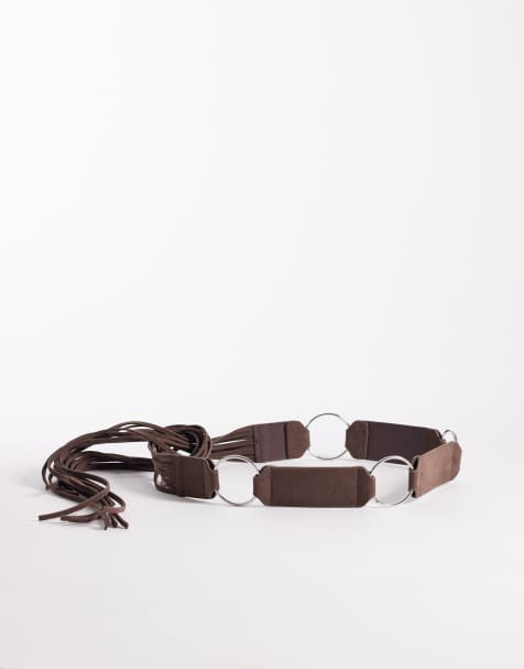 My Accessories - Suède riem met gestrikte ring in bruin - view 1