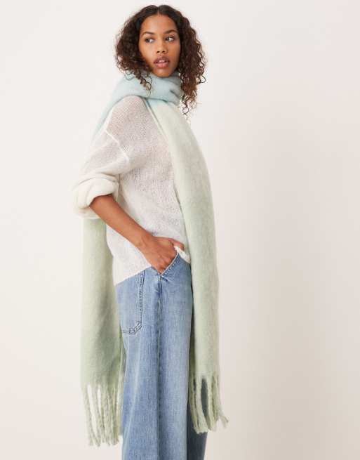 My Accessories super soft colour block blanket scarf in mint ombre, 3 of 4