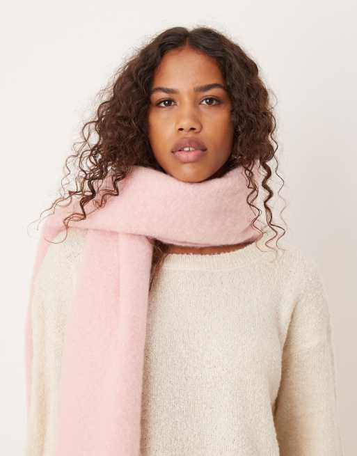 Knitted Scarves Pink And Cream Scarf Blush Pink Knitted Shawl