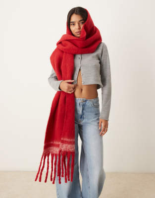 My Accessories My Accessories super soft oversized blanket scarf with stripe in red