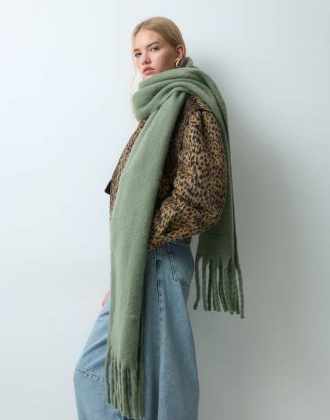 My Accessories supersoft oversized blanket scarf in olive green - view 1