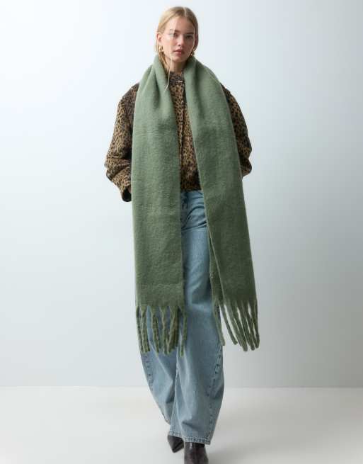 My Accessories supersoft oversized blanket scarf in olive green, 2 of 5