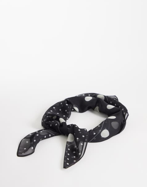 My Accessories – Svart och gräddvitprickig bandanascarf i chiffong - view 1