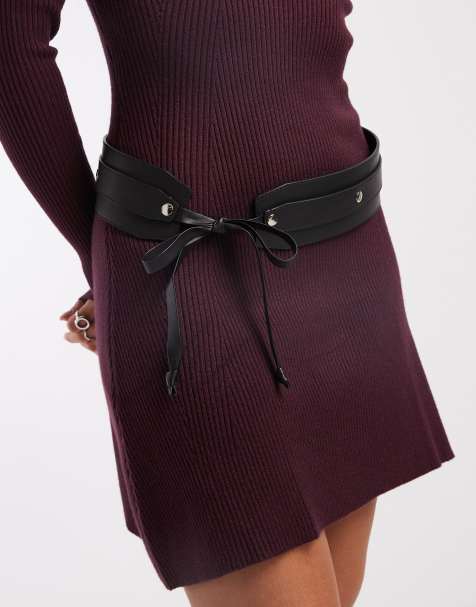 My Accessories – Szeroki czarny pasek z ćwiekami i wiązaniem - view 1