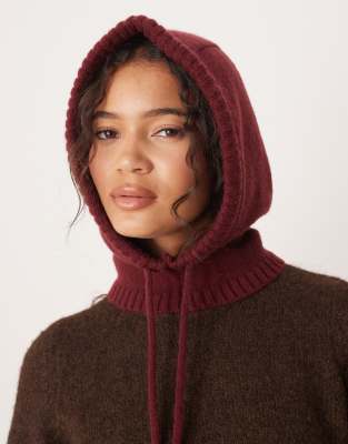 My Accessories Tie Front Loose Balaclava In Burgundy