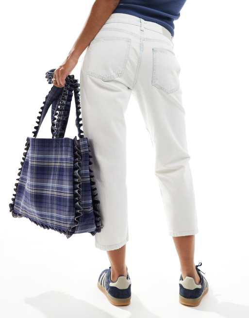 My Accessories – Torba typu tote z falbanką w niebieską kratkę, 4 z 4