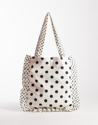My Accessories - Tragetasche in Cremeweiß mit Polka Dots
