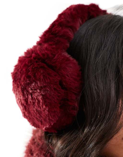 My Accessories – Vinröda öronmuffar i fuskpäls, 2 av 4
