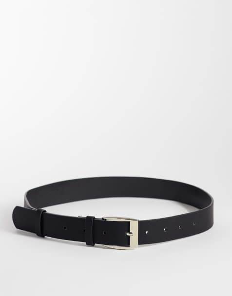 My Accessories vintage style belt in black with silver buckle - view 1