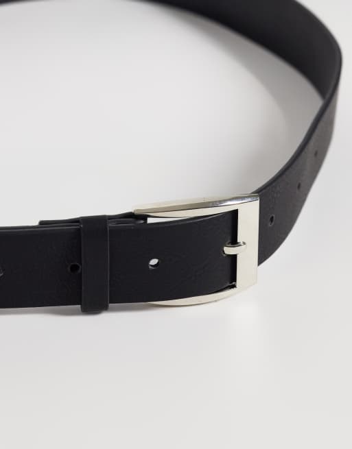 My Accessories vintage style belt in black with silver buckle, 2 of 3