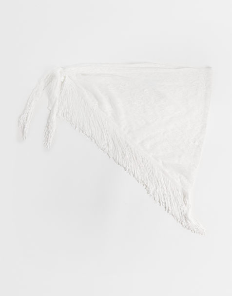 My Accessories – Vit midjesjal i spets med fransar - view 1