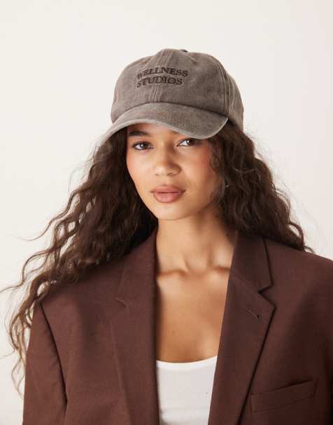 My Accessories wellness studios baseball cap in washed brown - view 1