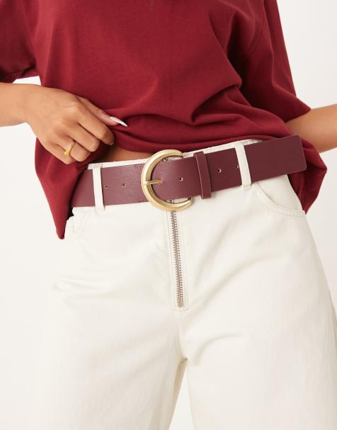 My Accessories wide belt in burgundy and gold - view 1
