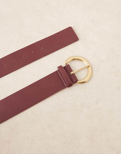My Accessories wide belt in burgundy and gold