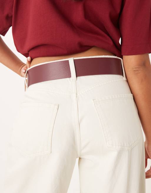 My Accessories wide belt in burgundy and gold
