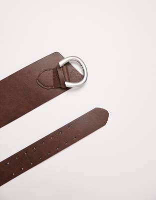 My Accessories Wide Belt With Statement Buckle In Brown