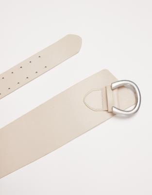 My Accessories Wide Belt With Statement Buckle In Neutral