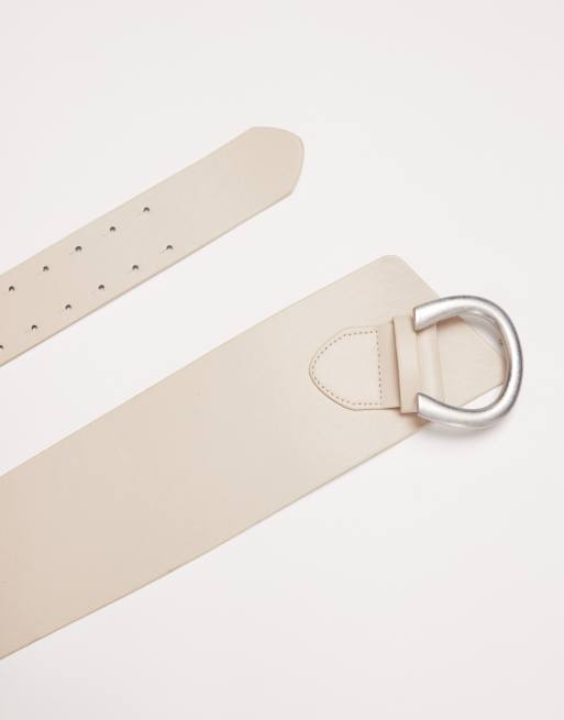 My Accessories wide belt with statement buckle in cream, 2 of 3
