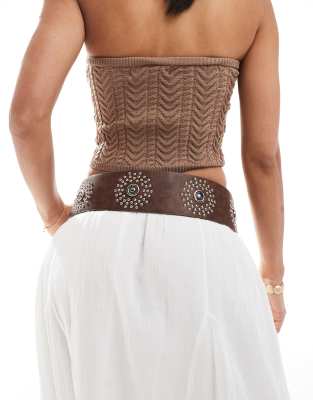 My Accessories Wide Belt With Studs
