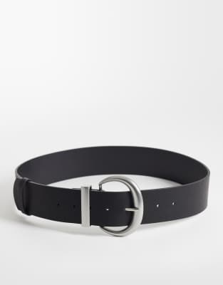My Accessories Wide Chunky Buckle Belt In Black