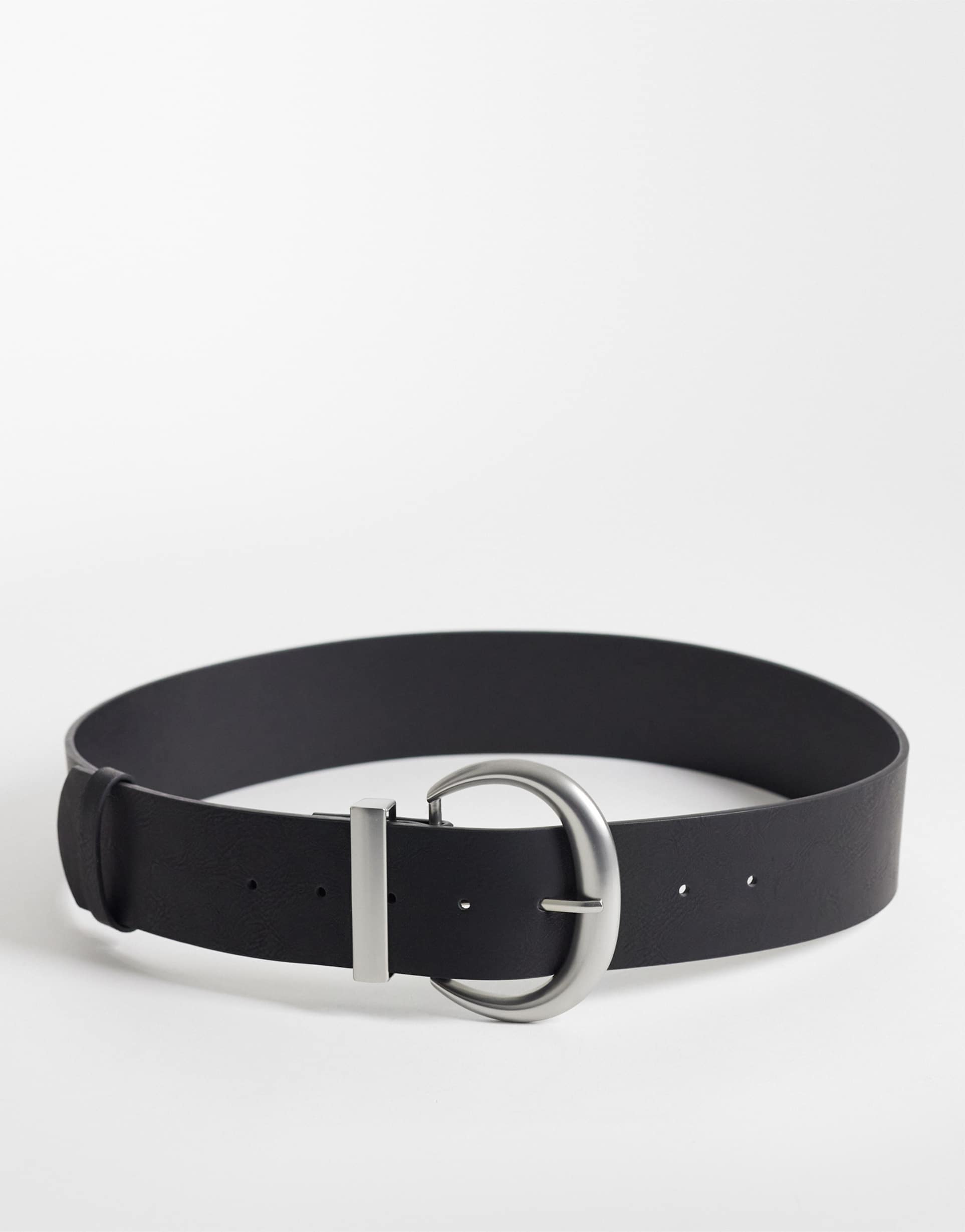 my accessories wide chunky buckle belt in black