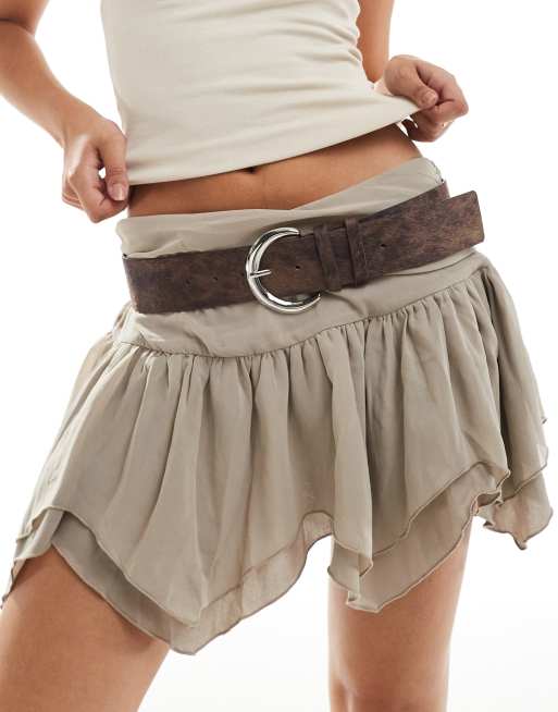 My Accessories wide pony skin belt in brown