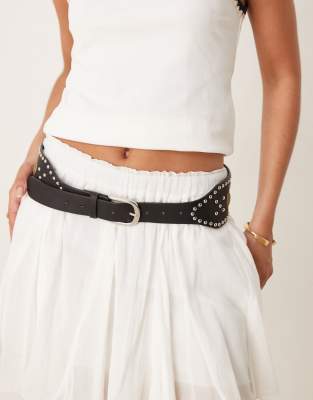 My Accessories Wide Studded Belt In Black
