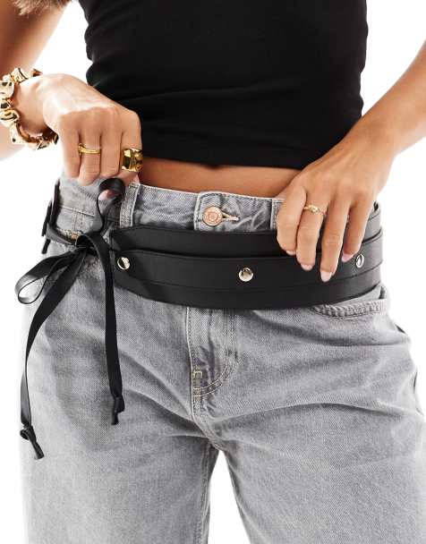 My Accessories wide tie belt with studs in black - view 1