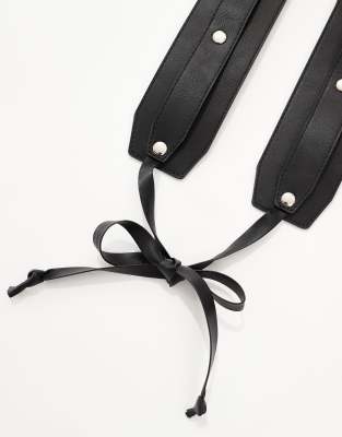 My Accessories Wide Tie Belt With Studs In Black