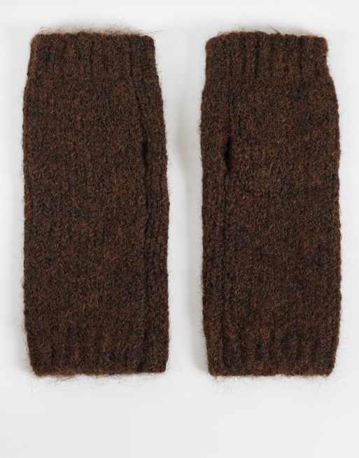 My Accessories wool mix arm warmers in chocolate brown, 3 of 3