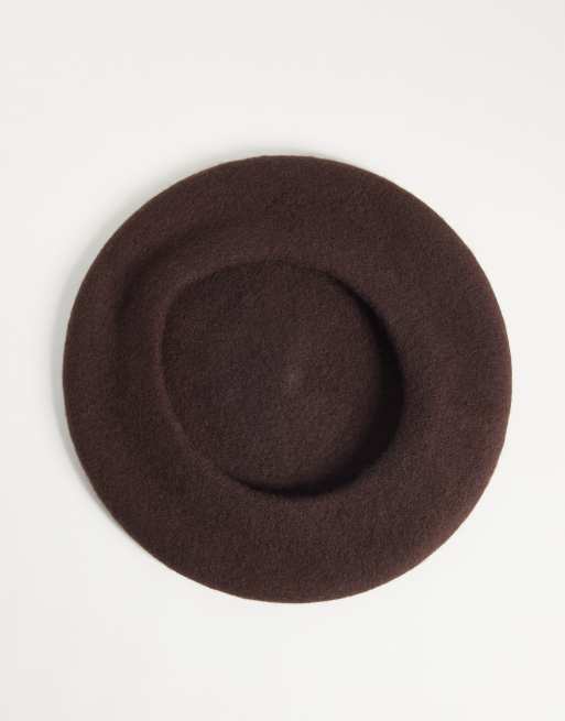 My Accessories wool mix beret in brown, 2 of 3