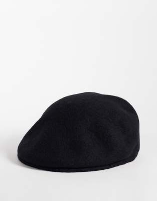 My Accessories Wool Mix Flat Cap In Black