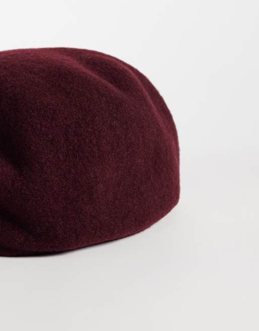My Accessories wool mix flat cap in dark burgundy, 3 of 3