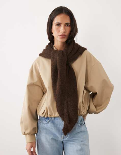 My Accessories wool mix triangle scarf in brown - view 1