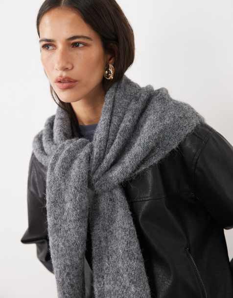 My Accessories wool mix triangle scarf in grey - view 1