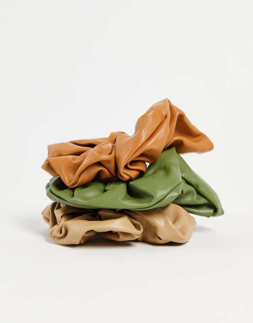 My Accessories x3 pack scrunchies in PU, 2 of 4