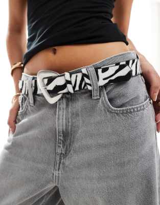 My Accessories Zebra Print Belt-multi