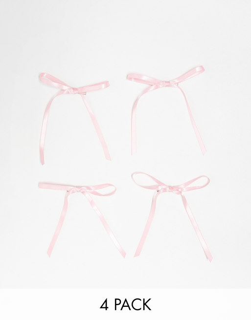 My Accessories – Zestaw 4 różowych satynowych kokardek do włosów
