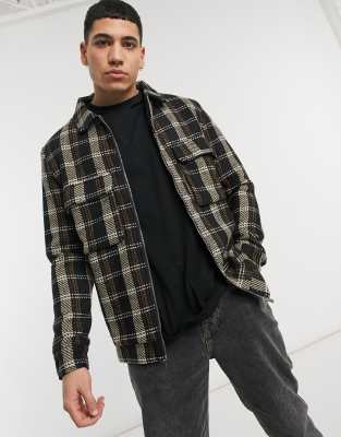 Рубашки в клетку  Asos Мягкая рубашка навыпуск в клетку Mauvais-Многоцветный