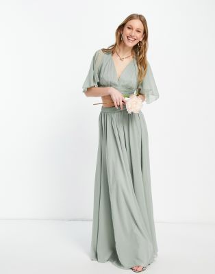Юбки макси Мягкая юбка макси от комплекта ASOS DESIGN Bridesmaid-Зеленый цвет