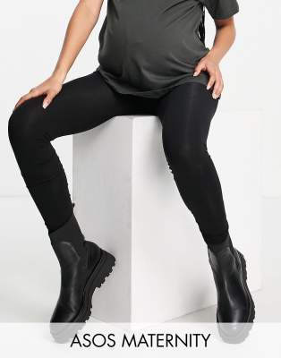 Мягкие хлопковые леггинсы с посадкой над животом ASOS DESIGN Maternity-Черный цвет